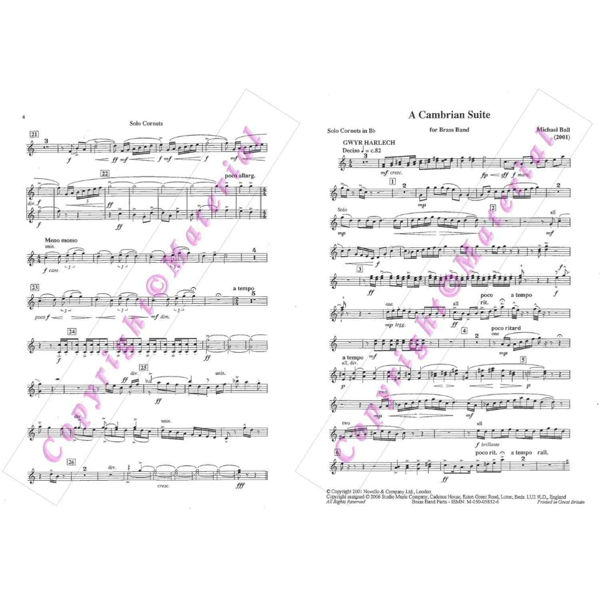 Cambrian Suite, A (Michael Ball), Brass Band Score/Partitur