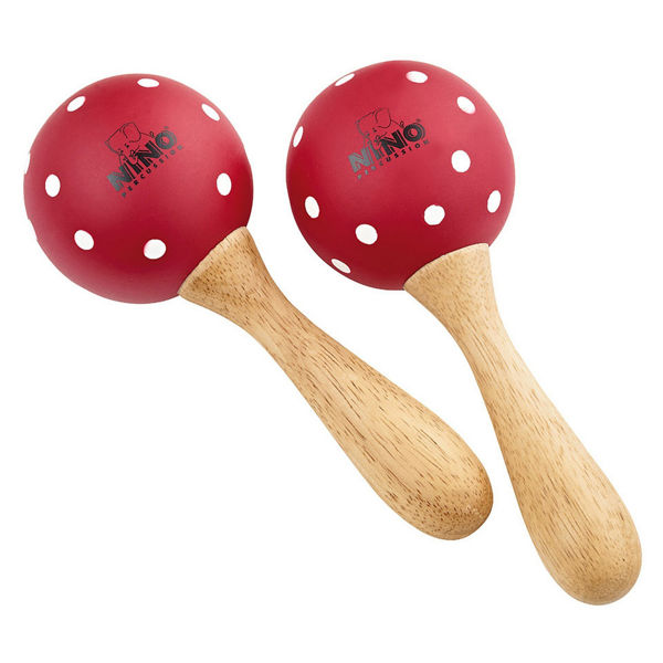 Maracas Nino 8PD-R, Wood, Medium, Red/Sopp