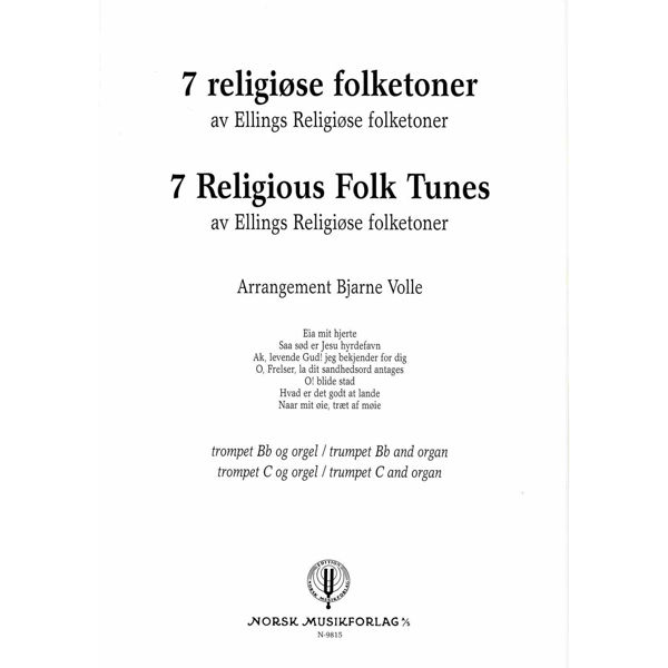 7 Norwegian Religious Folktunes, Bjarne Volle - Trompet (Bb & C) og Orgel