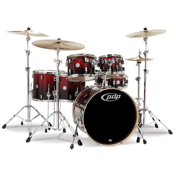 Slagverk PDP Concept Maple CM6, 22x18-10x8-12x9-14x12-16x14-14x5,5, Red To Black Fade (RB)