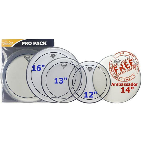 Trommeskinnpakke Remo Pinstripe Clear PP-0320-PS, ProPack ,12,13,16 +14 Ambassador Coated