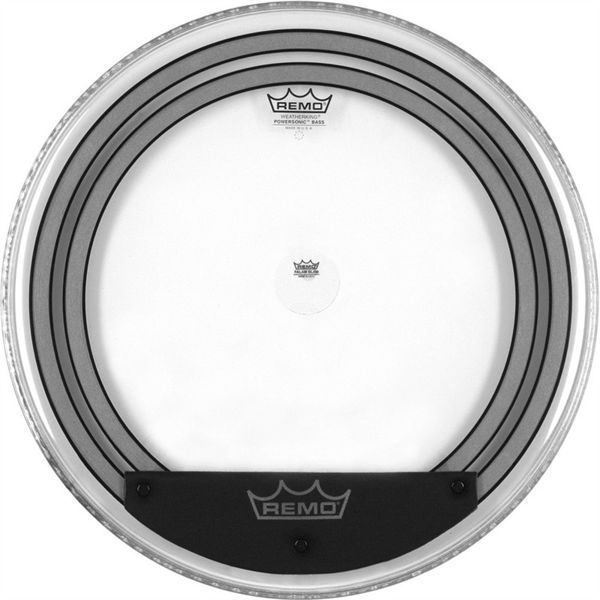 Stortrommeskinn Remo Powersonic, PW-1324-00, Clear 24 m/Falam Slam Patch