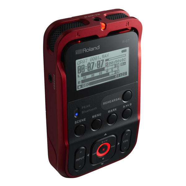 Handy Recorder Roland R-07, Hi Resolution Portabel Audio Recorder, Red