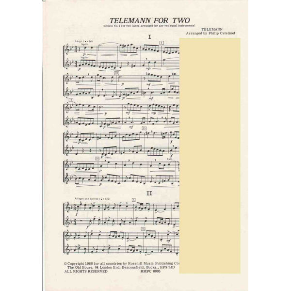 Telemann for Two (Sonata No 1), Duet for any equal brass instruments