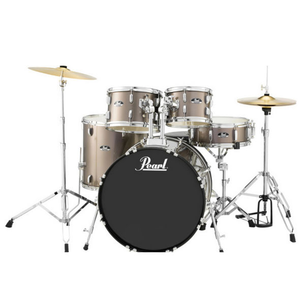 Slagverk Pearl Roadshow RS505C/C707, 20  m/Stativer, Cymbaler og Stol, Chrome Hwd, Bronze Metallic