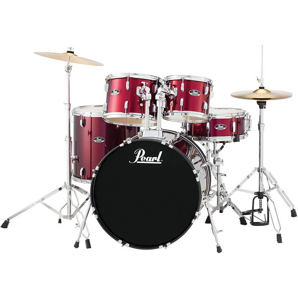 Slagverk Pearl Roadshow RS525SC/C91, 22 m/Stativer, Cymbaler og Stol, Chrome Hwd, Wine Red