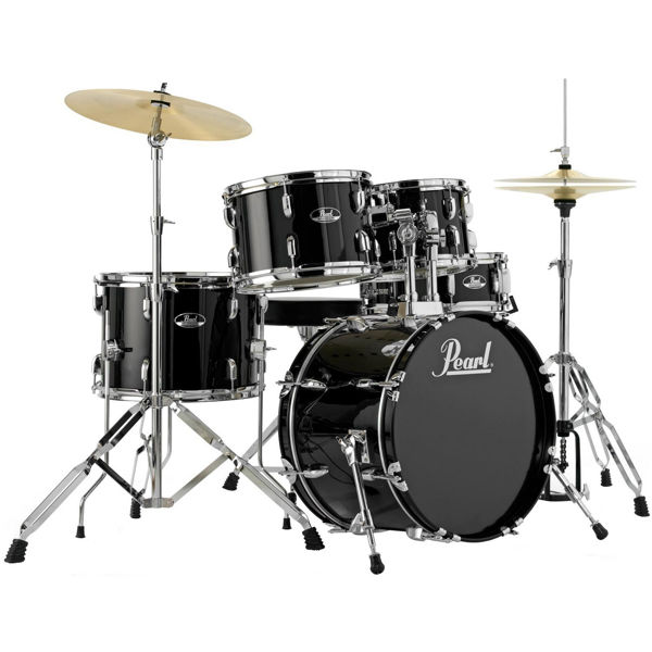 Slagverk Pearl Roadshow RS585C/C31, 18 m/Stativer, Cymbaler og Stol, Chrome Hwd, Jet Black