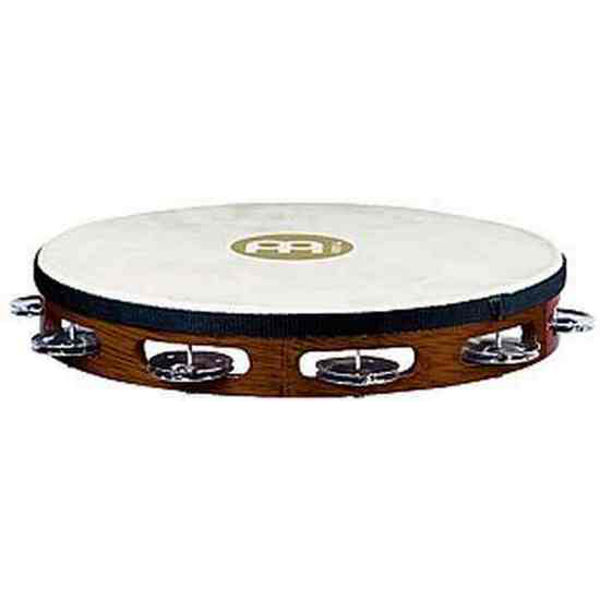 Tamburin Meinl TAH1AB, Enkel m/Skinn 10, Nickel Jingles, African Brown