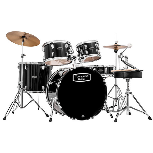 Slagverk Mapex Tornado TND5044TCDK, 20 Black, m/Stativer, Cymbaler og Stol