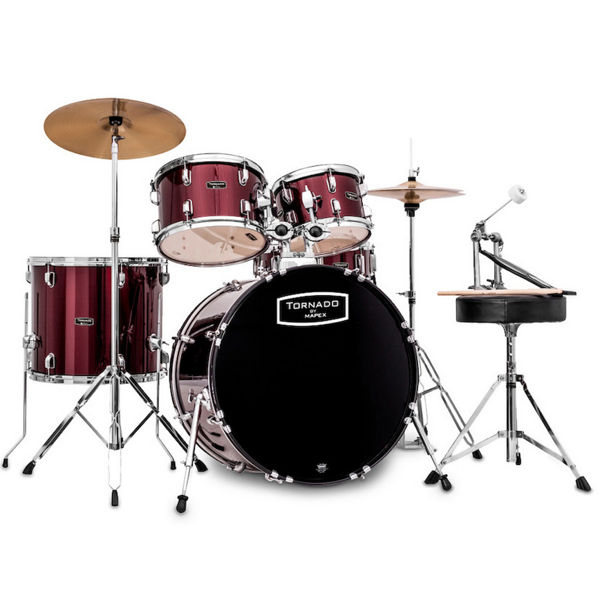 Slagverk Mapex Tornado TND5044TCDR, 20 Red, m/Stativer, Cymbaler og Stol