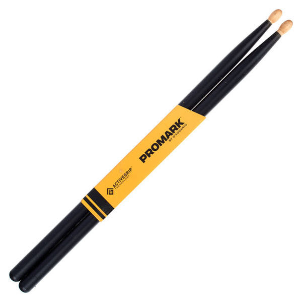 Trommestikker Pro-Mark ActiveGrip 5B Hickory, TX5BW-AG, Black, Wood Tip