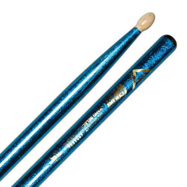 Trommestikker Vater Color Wrap 5A Blue Sparkle, VCB5A, Hickory, Wood Tip