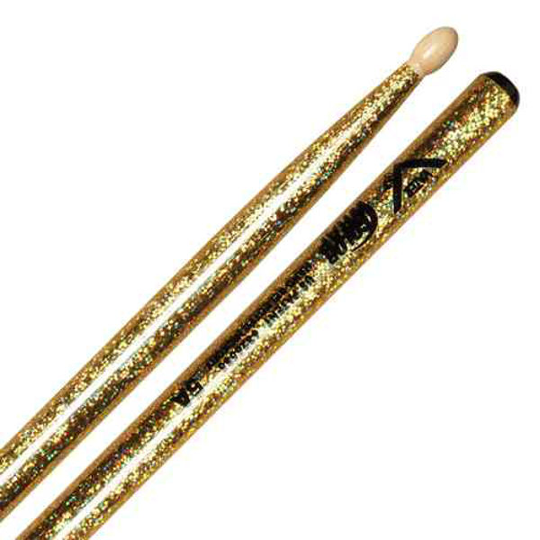 Trommestikker Vater Color Wrap 5A Gold Sparkle, VCG5A, Hickory, Wood Tip