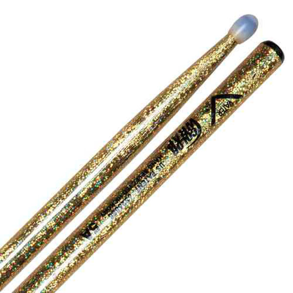 Trommestikker Vater Color Wrap 5AN Gold Sparkle, VCG5AN, Hickory, Nylon Tip