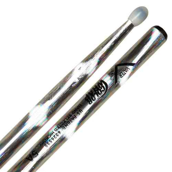 Trommestikker Vater Color Wrap 5AN Silver Optic, VCS5AN, Hickory, Nylon Tip