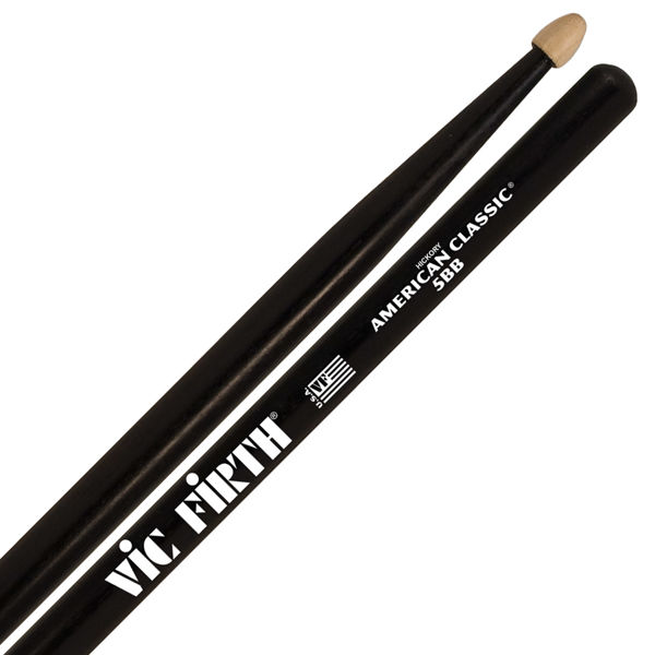 Trommestikker Vic Firth American Classic Black 5B Hickory, Wood Tip