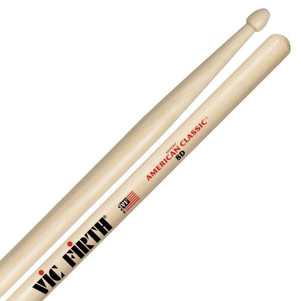 Trommestikker Vic Firth American Classic 8D Hickory, Wood Tip