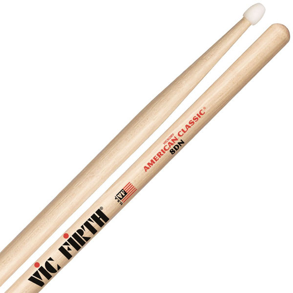 Trommestikker Vic Firth American Classic 8DN Hickory, Nylon Tip