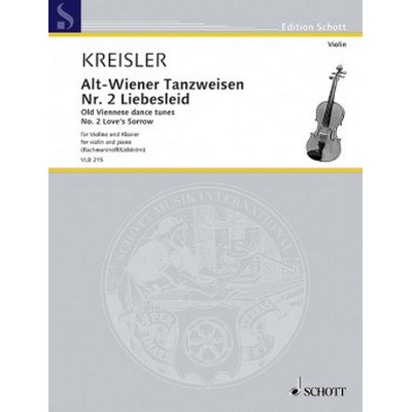 Alt-Wiender Tanzweisen. No.2 Liebelslied (Love's Sorrow). Violin/Piano. Rachmaninoff