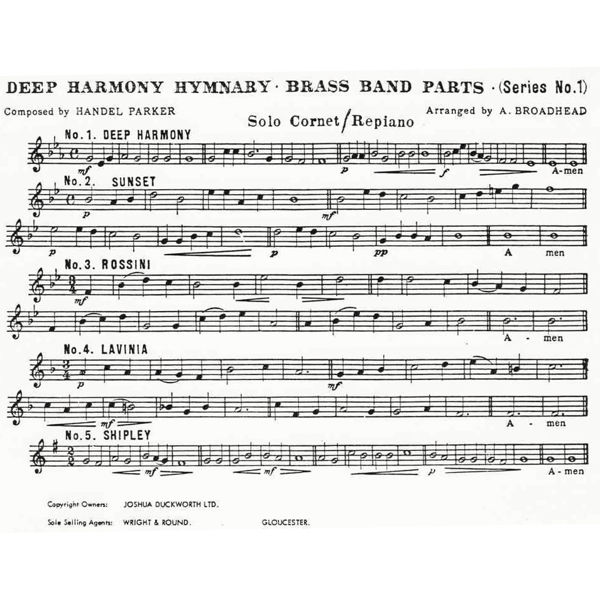 Deep Harmony Hymnary (5 hymns), arr Broadhead. Brass Band