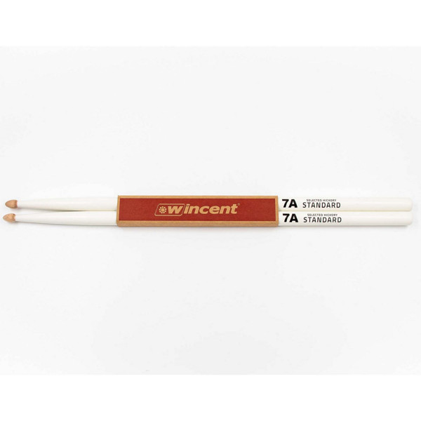 Trommestikker Wincent Hickory Colored 7ACW, Wood Tip, White