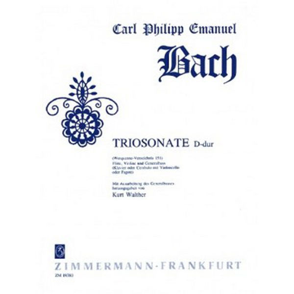 Trio Sonata D major WQ151, Carl Philipp Emanuel Bach. Flute, Violin and Basso Continuo