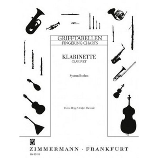 Greptabell Klarinett -  Fingering Chart for Clarinet  (Boehm system)