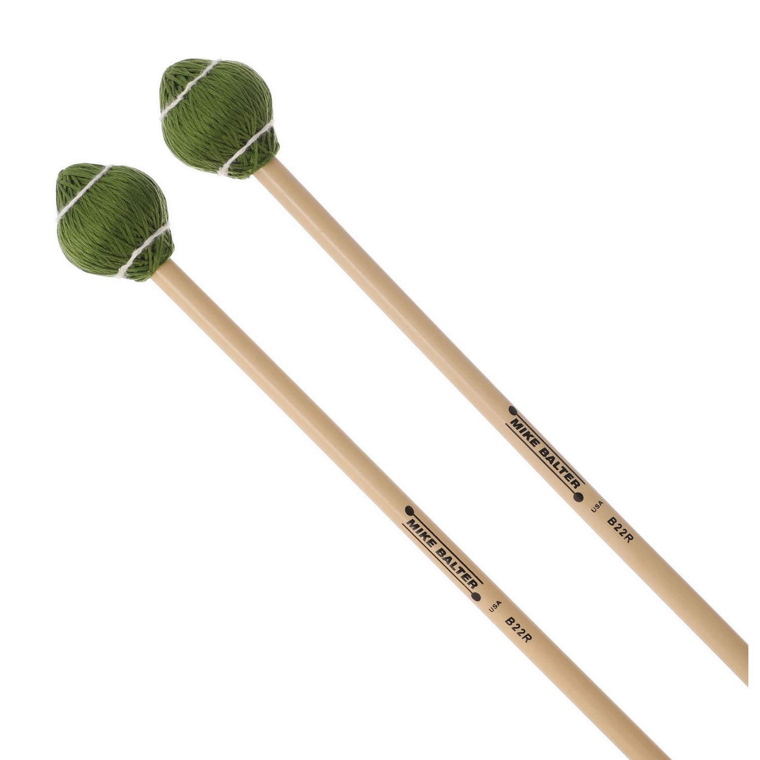  Vibraphone Mallets Balter Mallets B22R, Pro Vibe Series, Medium Hard, Green, Rattan Handle