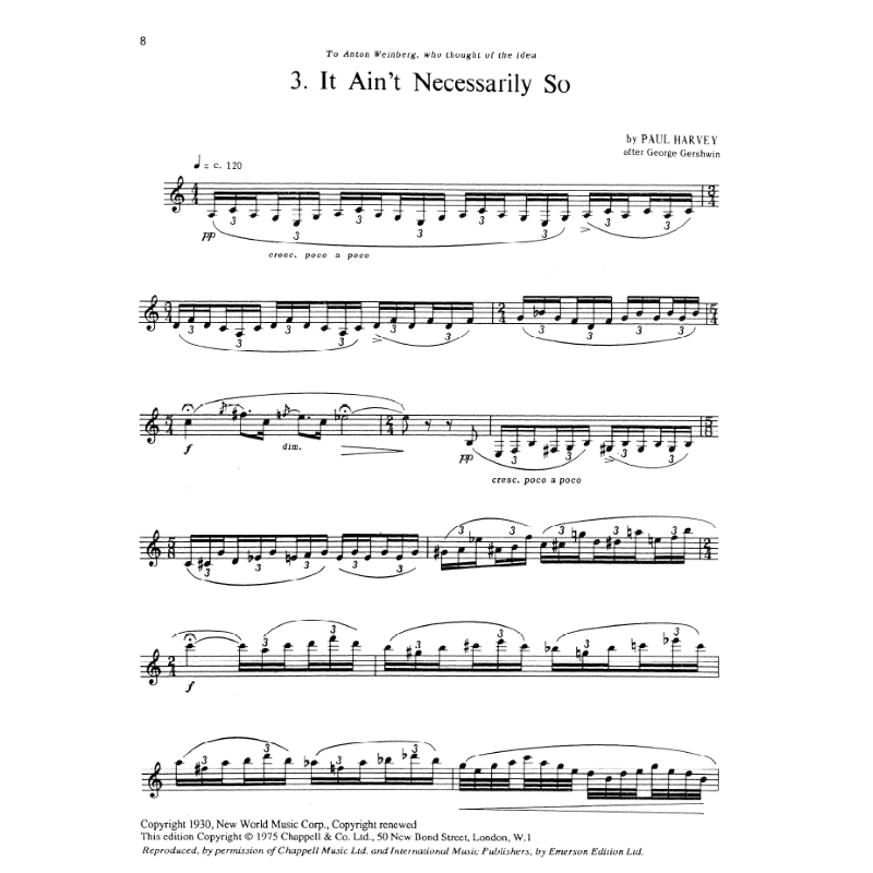 Three Etudes on themes of Gershwin, Solo, Paul Harvey Musikk
