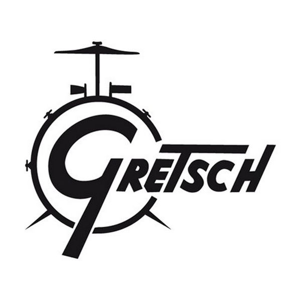 Logo Gretsch, Black, Til Stortrommeskinn