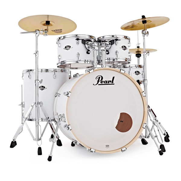 Slagverk Pearl Export EXX725SBR/C735, 22 Satin White m/Stativer og Cymbaler