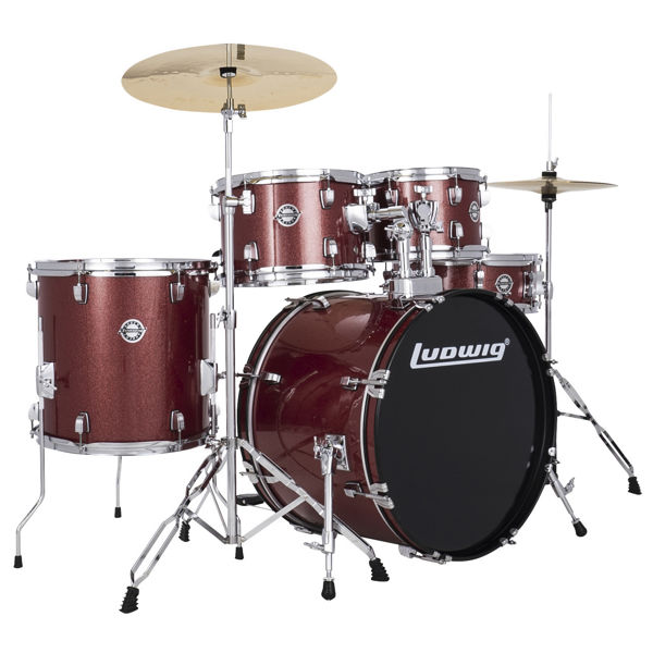 Slagverk Ludwig Accent LC19014, 20 m/Hwd og Cymbaler, Red Sparkle