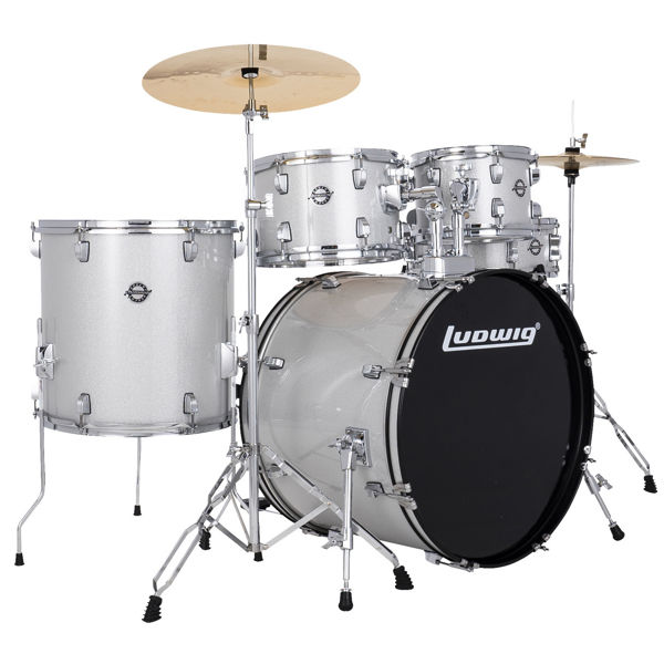 Slagverk Ludwig Accent LC19515, 22 m/Hwd og Cymbaler, White Sparkle