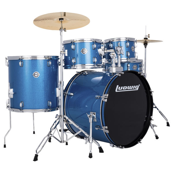 Slagverk Ludwig Accent LC19519, 22 m/Hwd og Cymbaler, Blue Sparkle