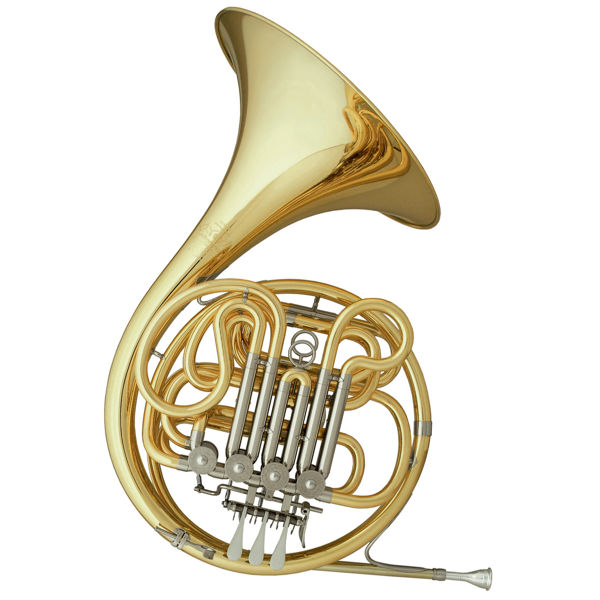 Waldhorn F/Bb Hans Hoyer Geyer 801-L Dobbelthorn, Clear Lacquer, Gold Brass