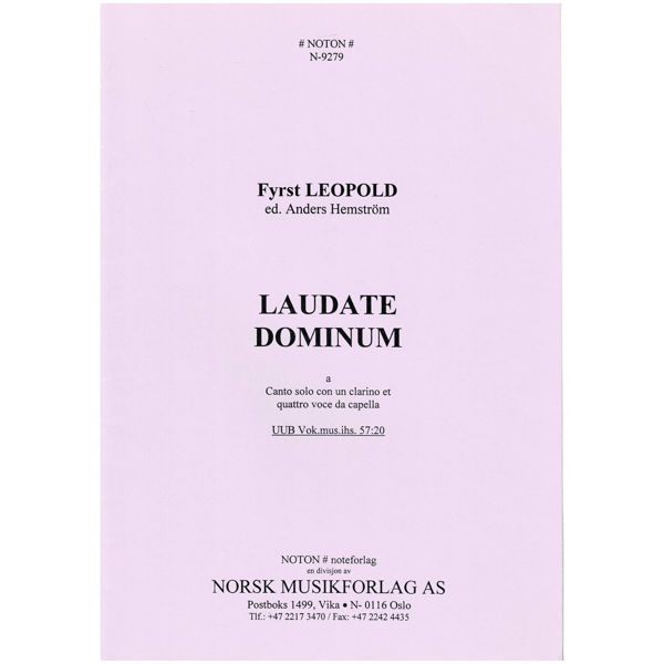 Laudate Dominum omnes Gentes, Fyrst Leopold  Mozart arr Anders Hemstrøm, Score