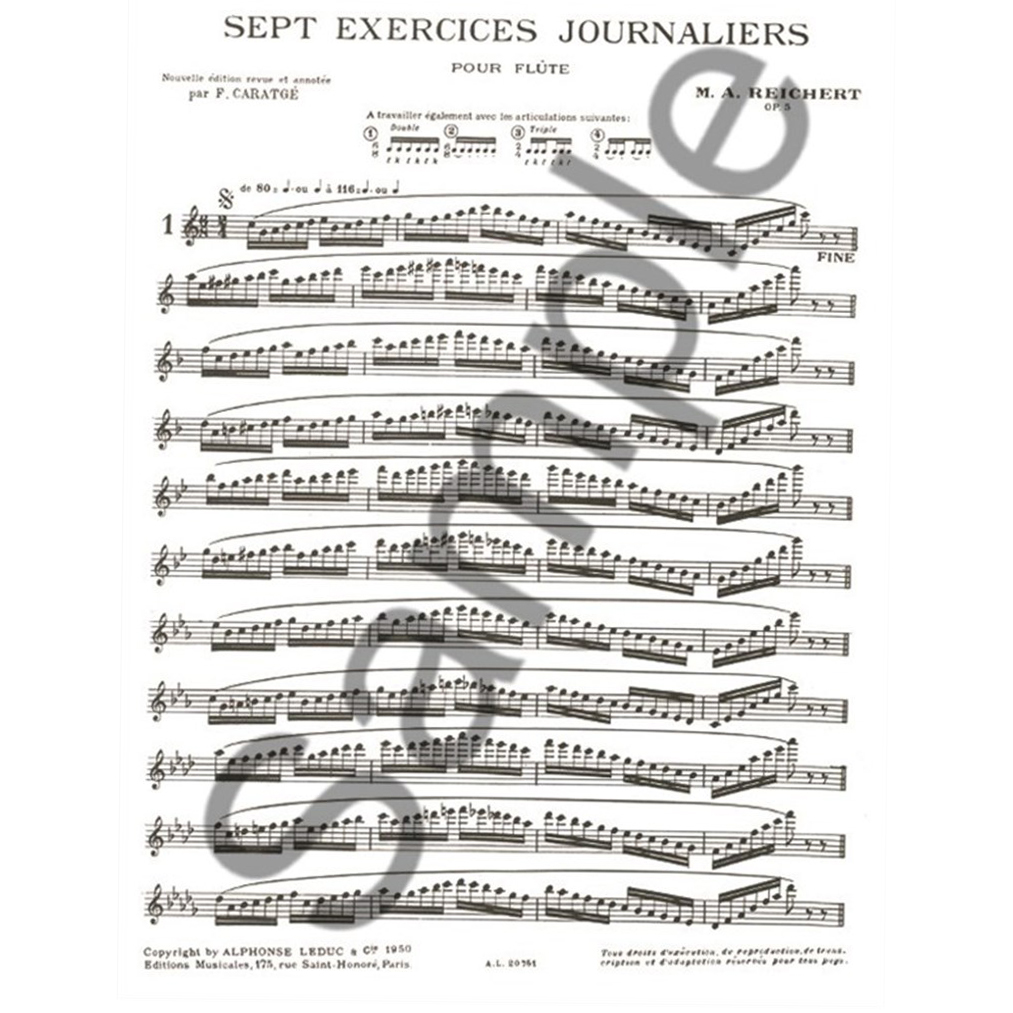 7 Exercices Journaliers Op 5 Caratge/Mathieu Andre Reichert, Flute