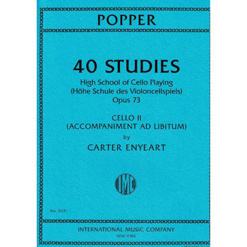 40 Etudes For Solo Cello Op.73 Vol. 2, David Popper. High School of Violoncello Playing