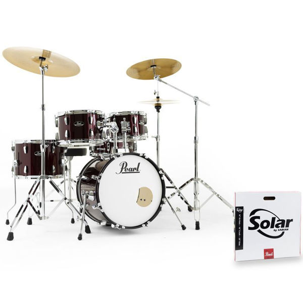 Slagverk Pearl Roadshow RS585BC/C91, 18 m/Stativer, Cymbaler og Stol, Chrome Hwd, Wine Red