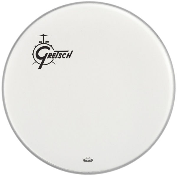 Stortrommeskinn Gretsch GRDHCW16O, White Coated m/Offset Gretsch Logo 16