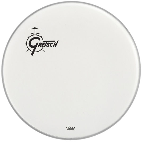 Stortrommeskinn Gretsch GRDHCW18O, White Coated m/Offset Gretsch Logo 18