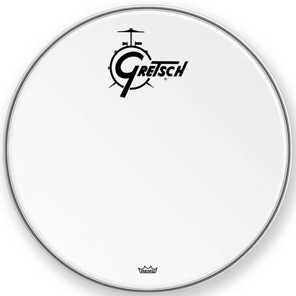 Stortrommeskinn Gretsch GRDHCW26, White Coated m/Gretsch Logo 26