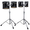 Konserttom-Tomtrommer Ludwig LECTS62TRG, Single Head High-Range m/Stativer, Black Cortex