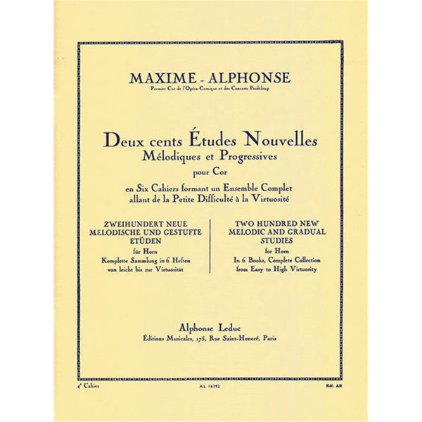 Maxime-Alphonse: 200 Etudes Nouvelles Vol.4 - 20 Etudes Difficiles (Horn)