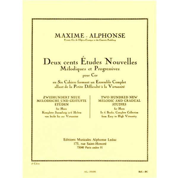 Maxime-Alphonse: 200 Etudes Nouvelles Vol.5 - 20 Etudes Difficiles (Horn)