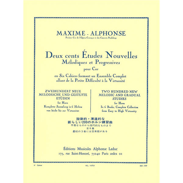 Maxime-Alphonse: 200 Etudes Nouvelles Vol.3 - 40 Etudes moyenne force (Horn)
