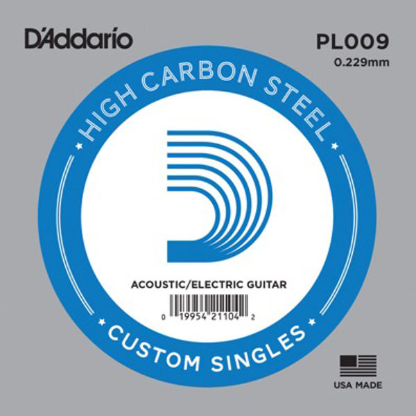 Gitarstreng Elektrisk/Akustisk D'Addario 009 Plain Steel