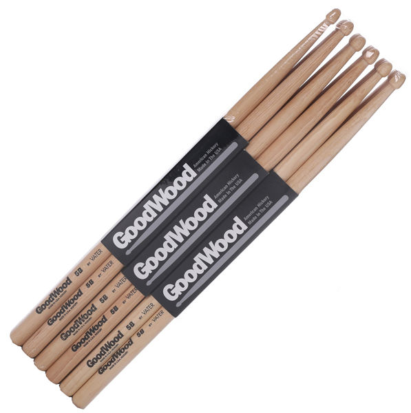 Trommestikker Goodwood 5B, GW5BW, Hickory, Wood Tip, 12 Par