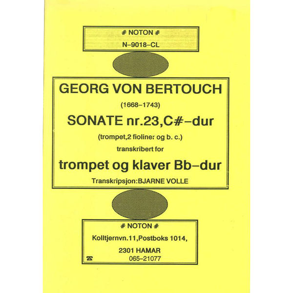 Sonate No. 23 C#-Dur, Trans. Bb-Dur, Georg von Bertouch arr. Bjarne Volle. Trompet, Piano