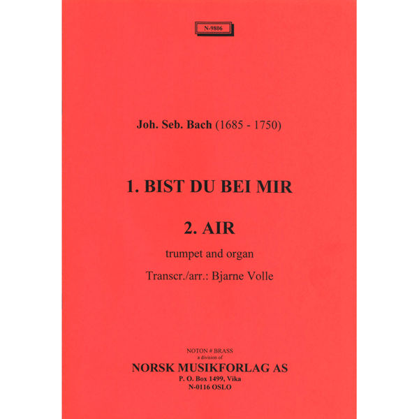Bist Du Bei Mir / Air, Johan Sebastian Bach arr. Bjarne Volle. Trompet (Bb & C), og Orgel